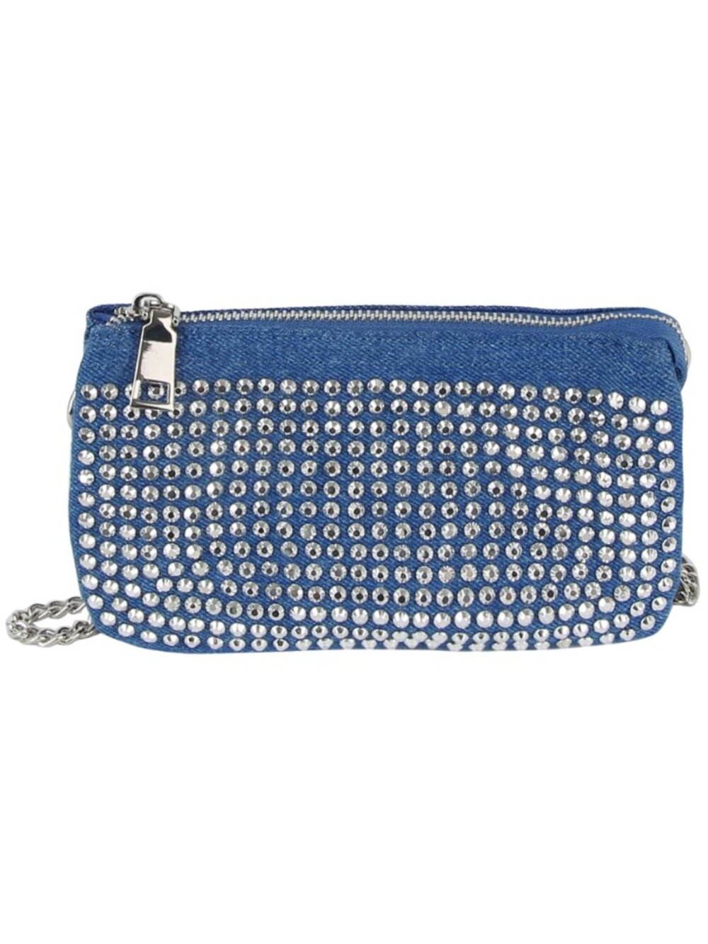NWT Rhinestone Denim Crossbody Bag Bling Y2K Sparkly Small Purse